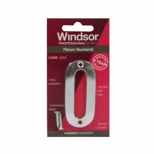 Elements Hardware Modern Numeral #0 76mm Satin Chrome Finish