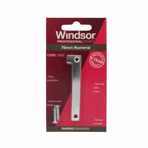 Elements Hardware Modern Numeral #1 76mm Satin Chrome Finish