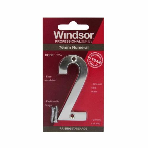 Elements Hardware Modern Numeral #2 76mm Satin Chrome Finish