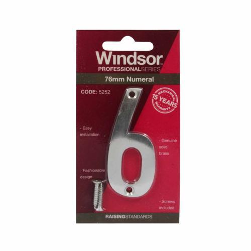 Elements Hardware Modern Numeral #6 76mm Satin Chrome Finish