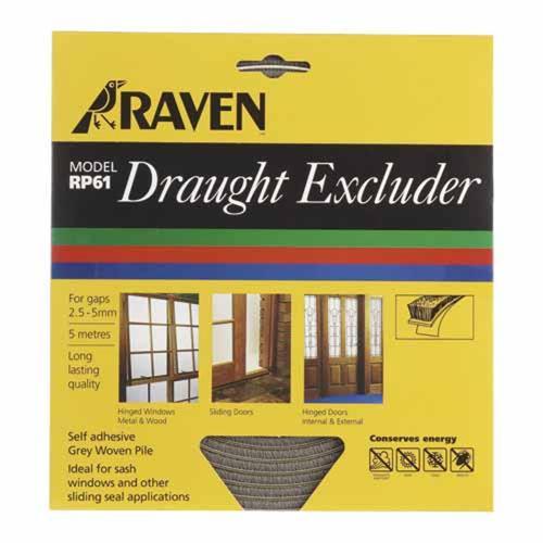 Raven RP61 Door And Window Frame Draught Strip 7mm X 6mm X 5m Grey