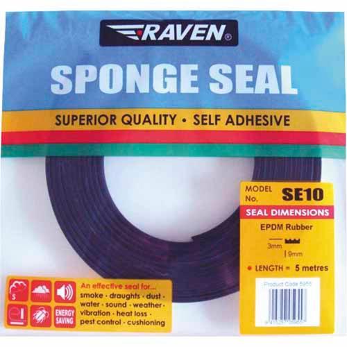 Raven SE10 Multi-Purpose Sponge Seal 9mm X 3mm X 5m Black