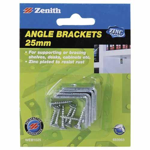 Zenith Angle Bracket 25mm Zinc Plated Pack of 4
