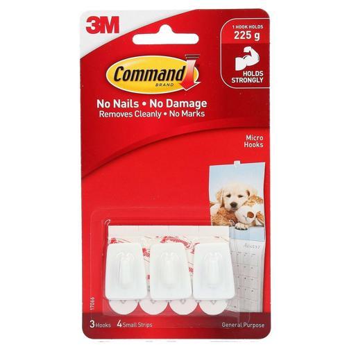 Command Hooks Micro White Pack of 3