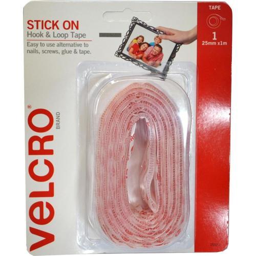 VELCRO Brand Hoop & Loop Tape 25mm X 1m White