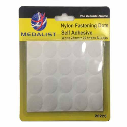 Medalist Hook And Loop Dots Pack of 20 White
