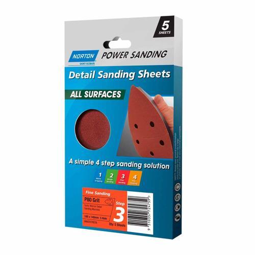 Norton Sanding Sheet 100x140mm Pack of 5 Brown