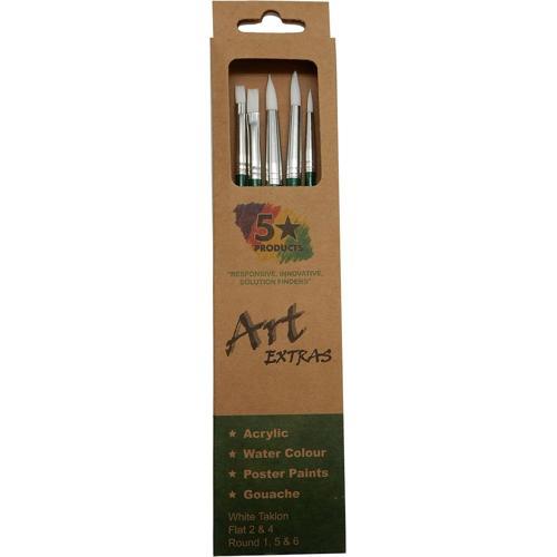 Art Extra Artists Brush Set Round And Flat Green Brush Set Of 5 Green Pack of 5