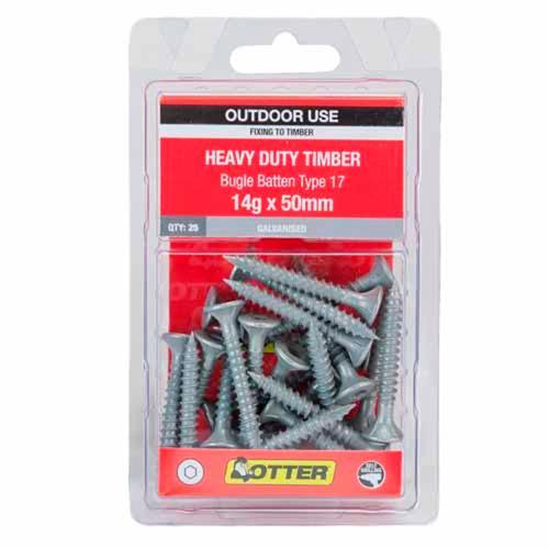 Otter Heavy Duty Timber Screws 14g X 50mm Pack of 25 Galvanised