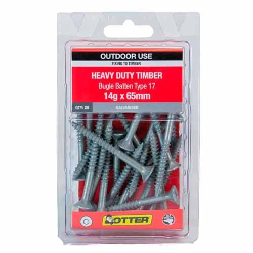 Otter Heavy Duty Timber Screws 14g X 65mm Pack of 25 Galvanised