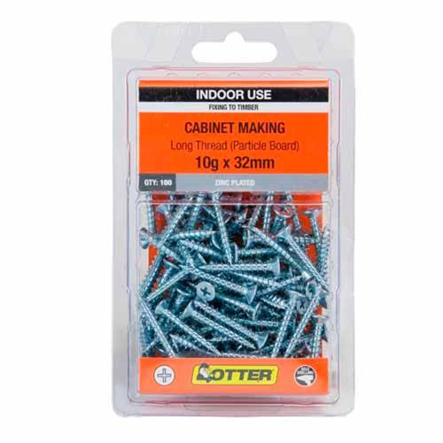 Otter Cabinet Making Screws 10g X 32mm Pack of 100 Zinc Plated