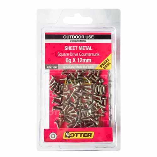 Otter Sheet Metal Screws 6g X 12mm Pack of 100 Stainless Steel