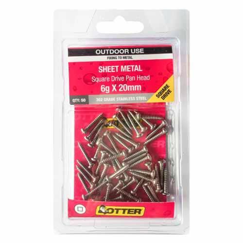 Otter Sheet Metal Screws 6g X 20mm Pack of 50 Stainless Steel