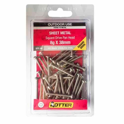 Otter Sheet Metal Screws 8g X 38mm Pack of 50 Stainless Steel SEPS08382SQ