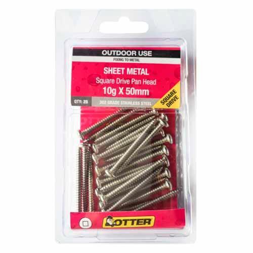 Otter Sheet Metal Screws 10g X 50mm Pack of 25 Stainless Steel SEPS10501SQ