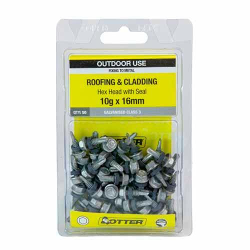 Otter Roofing & Cladding Metal Screws 10g X 16mm Pack of 50 Galvanised SLNG10162