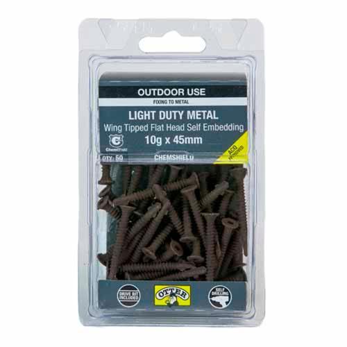 Otter Light Duty Metal Screws 10g X 45mm Pack of 50 ChemShield