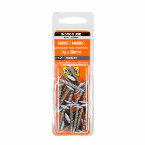 Otter General Purpose Timber Screws 8g X 30mm Pack of 20 Zinc Gold Plated