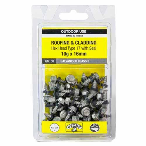 Otter Roofing & Cladding Timber Screws 10g X 16mm Pack of 50 Galvanised