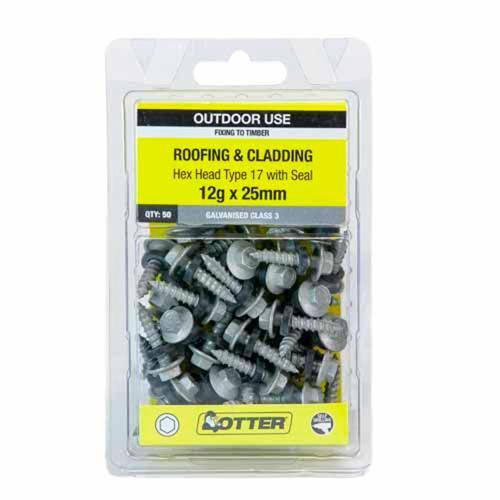 Otter Roofing & Cladding Timber Screws 12g X 25mm Pack of 50 Galvanised