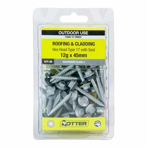 Otter Roofing & Cladding Timber Screws 12g X 45mm Pack of 50 Galvanised