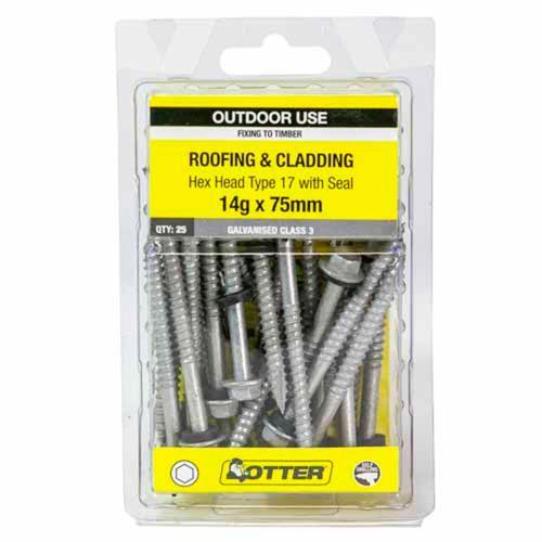 Otter Roofing & Cladding Timber Screws 14g X 75mm Pack of 25 Galvanised