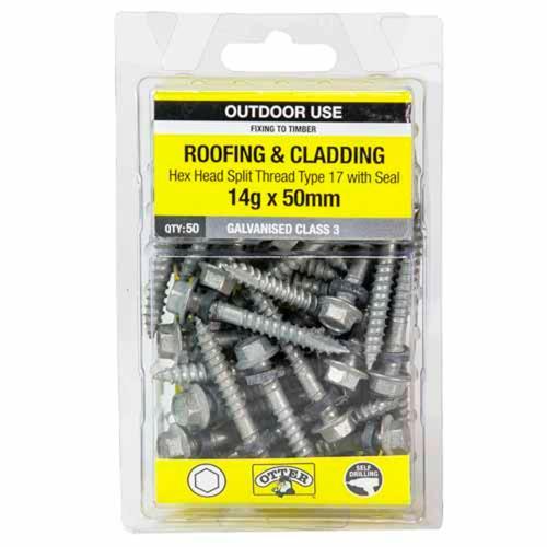 Otter Roofing & Cladding Timber Screws 14g X 50mm Pack of 50 Galvanised