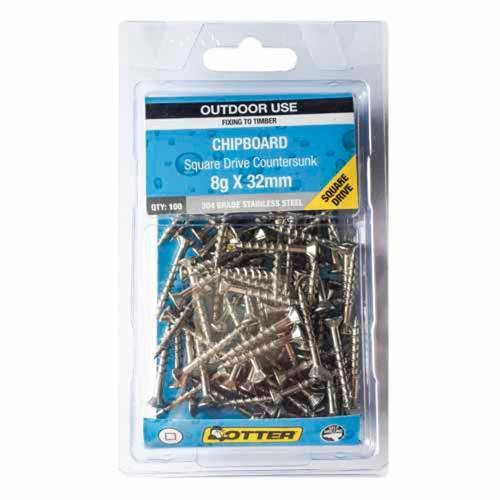 Otter Chipboard Screws 8g X 32mm Pack of 100 Stainless Steel 304