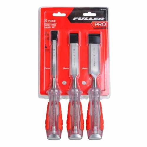 Fuller Pro Thru-Tang Chisel Set 13mm 19mm 25mm Red And Silver