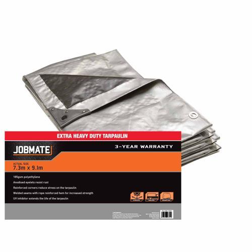 Jobmate Tarpaulin Extra Heavy Duty 7.3m X 9.1m Silver/Black