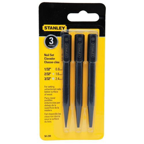 Stanley Nail Set 0.8 X 1.6 X 2.4mm Set Of 3 Black