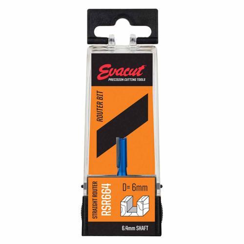 Evacut Router Bit Straight Shank: 6.4mm Dia: 6mm Blue And Grey