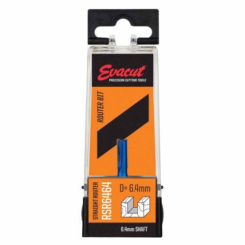 Evacut Router Bit Straight Shank: 6.4mm Dia: 6.4mm Blue And Grey