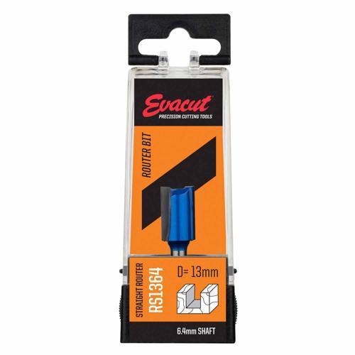 Evacut Router Bit Straight Shank: 6.4mm Dia: 13mm Blue And Grey