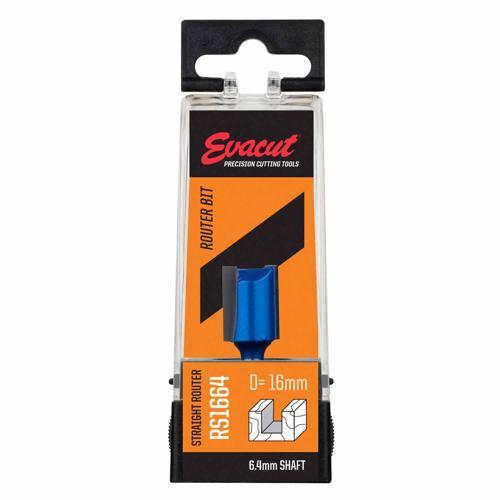 Evacut Router Bit Straight Shank: 6.4mm Dia: 16mm Blue And Grey