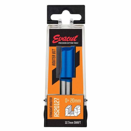 Evacut Router Bit Straight Shank: 12.7mm Dia: 20mm Blue And Grey