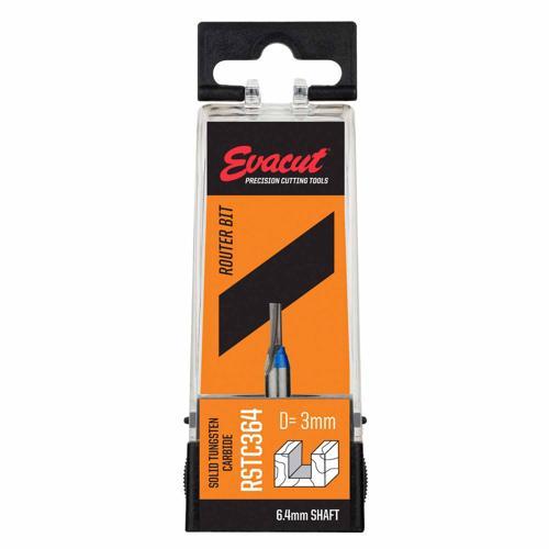 Evacut Router Bit Solid Tungsten Carbide Shank: 6.4mm Dia: 3mm Blue And Grey