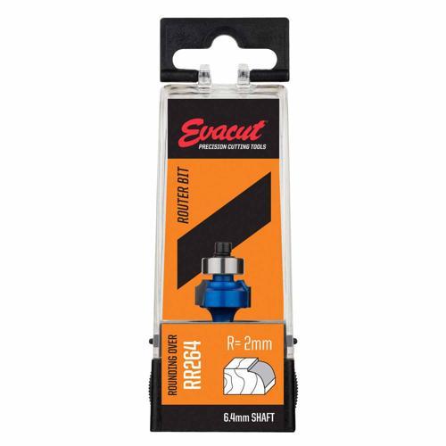 Evacut Router Bit Rounding Over Shank: 6.4mm Radius: 2mm Blue And Grey