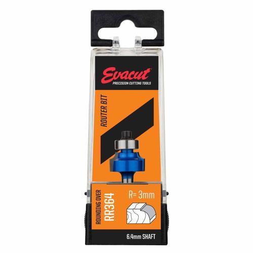 Evacut Router Bit Rounding Over Shank: 6.4mm Radius: 3mm Blue And Grey