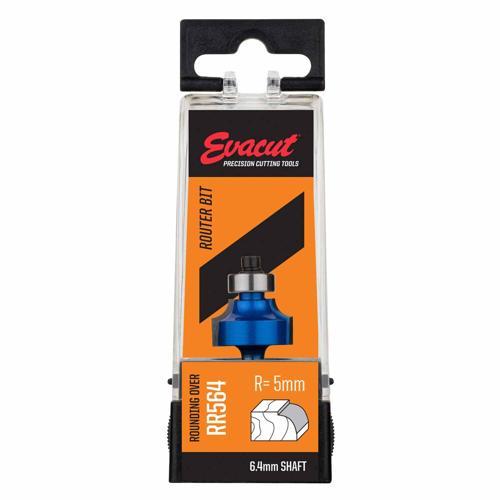 Evacut Router Bit Rounding Over Shank: 6.4mm Radius: 5mm Blue And Grey