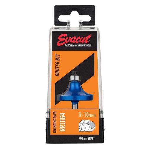 Evacut Router Bit Rounding Over Shank: 6.4mm Radius: 10mm Blue And Grey