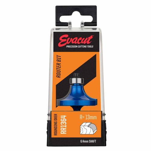 Evacut Router Bit Rounding Over Shank: 6.4mm Radius: 13mm Blue And Grey