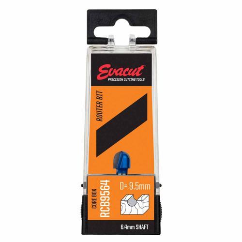 Evacut Router Bit Core Box Shank: 6.4mm Dia: 9.5mm Blue And Grey