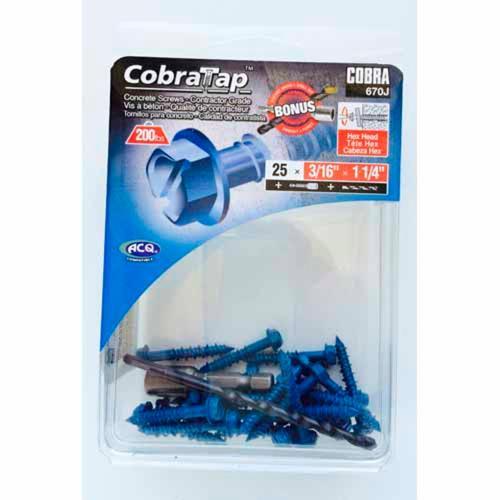 Cobra Concrete Screws Hex Head 25 Pack 4.5mm X 32mm Pack of 25