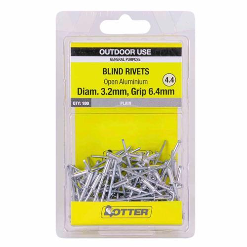 Otter Blind Rivets 4.4 Pack of 100 Aluminium RVOA32643