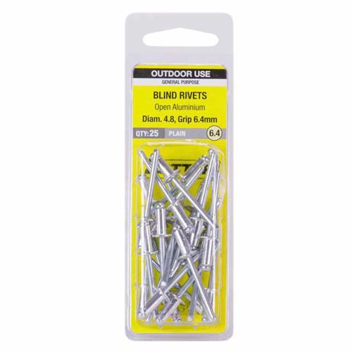 Otter Blind Rivets 6.4 Pack of 25 Aluminium RVOA48641