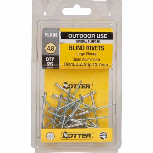 Otter Blind Rivets 4.8 Pack of 25 Aluminium