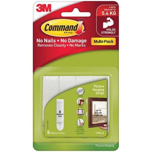 Command Picture Hanging Strips Value Pack 17204-8PK Medium White Pack of 8