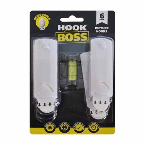 Hook Boss Removable Picture Hooks 75 X 27mm Pack of 6