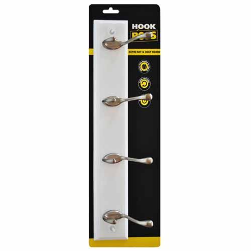 Hook Boss Hat And Coat Hook Board 400 X 70mm Satin White